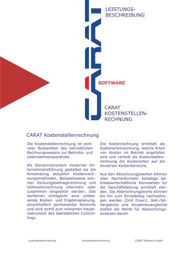 CARAT Kostenstellenrechnung LEISTUNGS - SteinhilberSchwehr