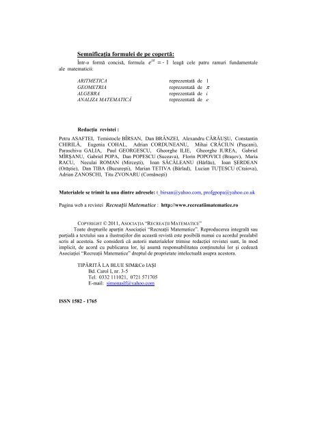 Revista (format .pdf, 2.3 MB) - RECREAÅ¢II MATEMATICE