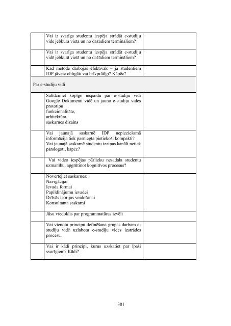IzglÄ«tÄ«bas darbÄ«bas pÄtÄ«jums e-studiju vidÄ - LiepÄjas UniversitÄte