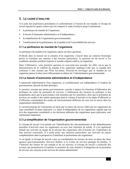 Rapport du Groupe de travail sur l'examen des organismes du ...