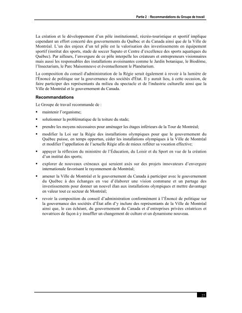 Rapport du Groupe de travail sur l'examen des organismes du ...