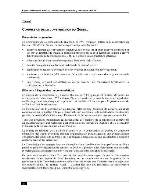 Rapport du Groupe de travail sur l'examen des organismes du ...