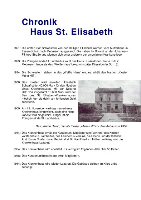 Chronik Haus St Elisabeth