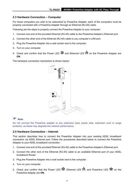 TL-PA551 AV500+ Powerline Adapter with AC Pass Through - TP-Link