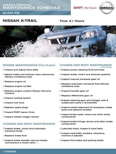 MAINTENANCE SCHEDULE NISSAN X-TRAIL - Australian Nissan ...