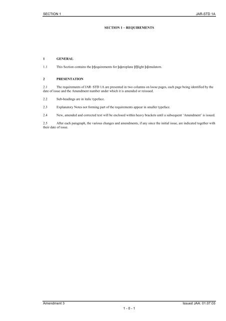 SECTION 1 JAR-STD 1A Amendment 3 Issued JAA: 01.07.03 1 - 0 ...