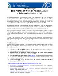 IBO PRIMARY YEARS PROGRAMME - International School of Paris