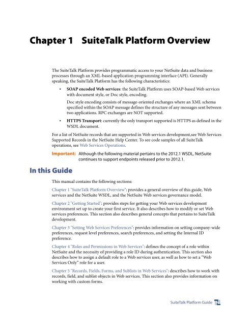 SuiteTalk (Web Services) Platform Guide - NetSuite