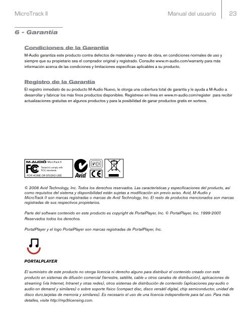 Manual del usuario | MicroTrack II - M-Audio