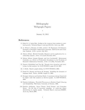 Bibliography Webgraph Papers - CLAIR - University of Michigan