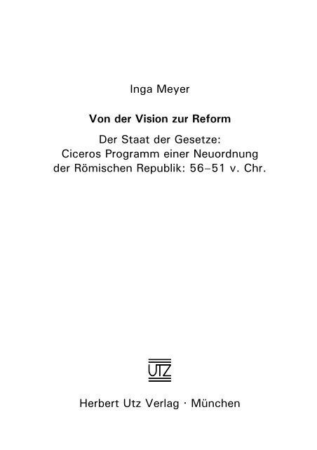 Inga Meyer Von der Vision zur Reform Der Staat der Gesetze ...
