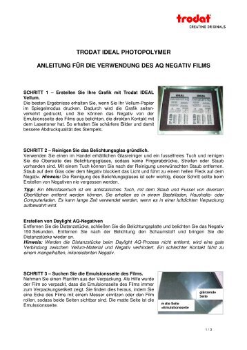 trodat ideal photopolymer anleitung für die verwendung des aq ...