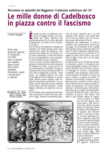 l'Â«adunata sediziosaÂ» del '41. Le mille donne di Cadelbosco in - Anpi