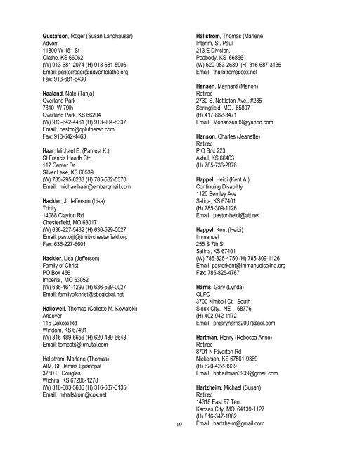 Rostered Leaders - Central States Synod