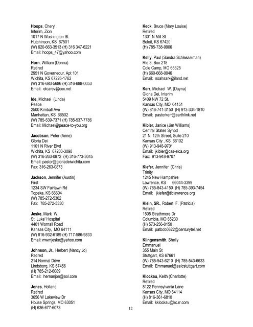 Rostered Leaders - Central States Synod