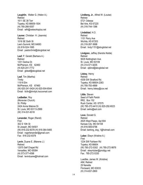 Rostered Leaders - Central States Synod