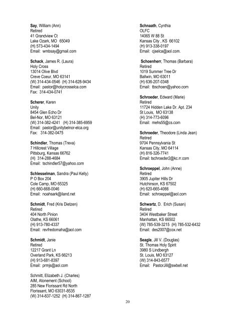 Rostered Leaders - Central States Synod