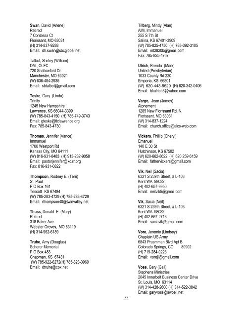 Rostered Leaders - Central States Synod