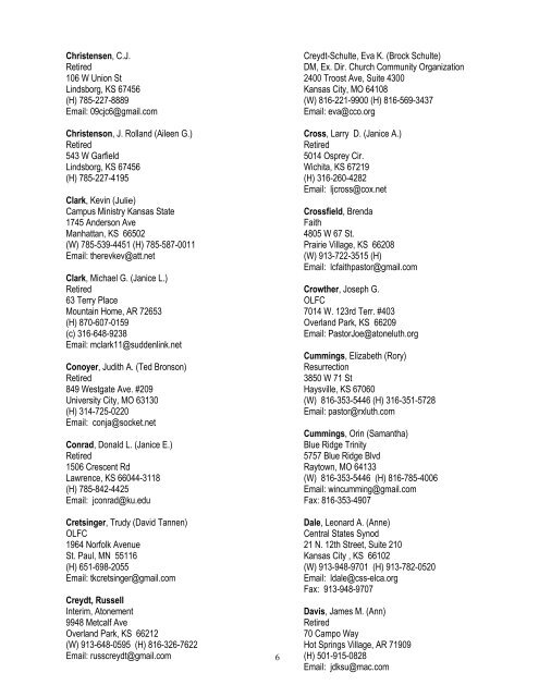 Rostered Leaders - Central States Synod