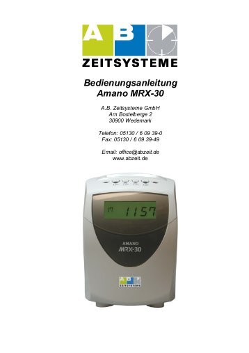 Bedienungsanleitung Amano MRX-30 - Stempeluhren-Shop.de