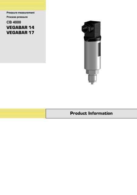 Product Information VEGABAR 14 / VEGABAR 17 - Tablar.de