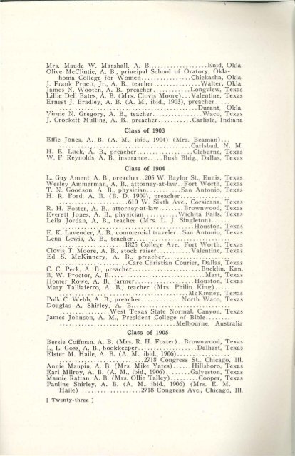 Alumni Bulletin 1919 - TCU Library - Texas Christian University