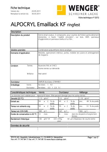 Technisches Merkblatt - A. Wenger AG