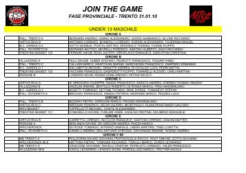 join the game fase provinciale - trento 31.01.10