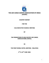 THE AIR CARGO AGENTS ASSOCIATION OF INDIA (ACAAI) - FAPAA