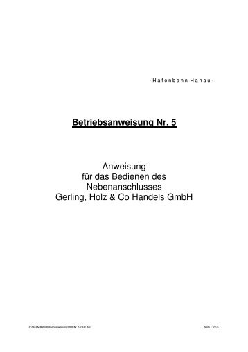 Anweisung fÃ¼r das Bedienen des nebenanschlusses Gerling, Holz ...