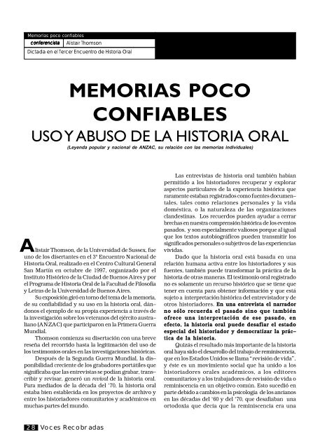 Una mirada crÃ­tica desde los noventa - AsociaciÃ³n de Historia Oral ...