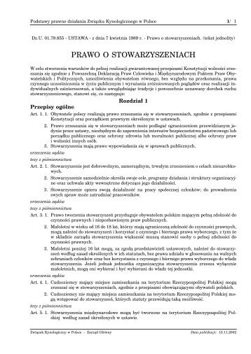 Prawo o Stowarzyszeniach (PDF) - ZwiÃ„Â…zek Kynologiczny w Polsce