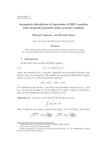 Asymptotic distribution of eigenvalues of Hill's equation with ...