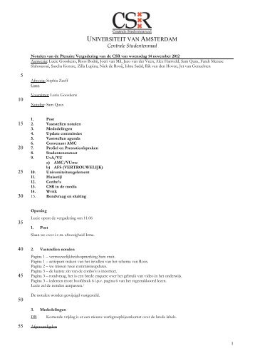 Notulen CSR PV 121114 - Studentenraad van de Universiteit van ...