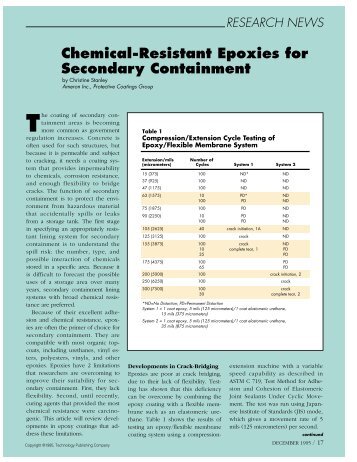 Chemical-Resistant Epoxies for Secondary ... - PaintSquare