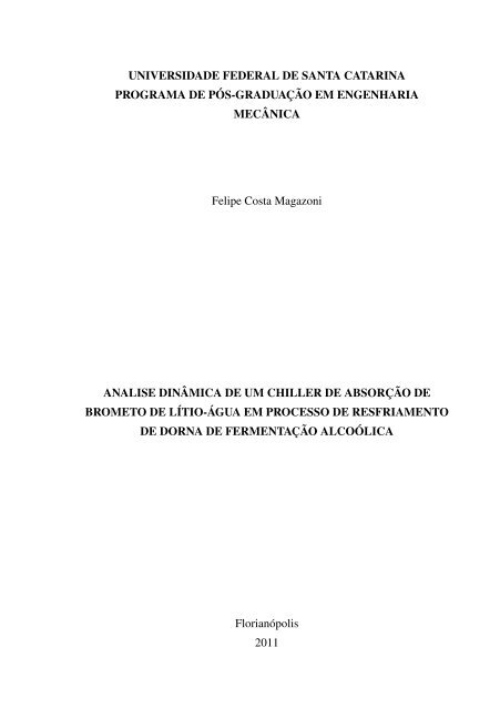 analise dinâmica de um chiller de absorção de brometo de lítio ...