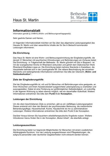 Informationsblatt Stiftung Bethesda St Martin