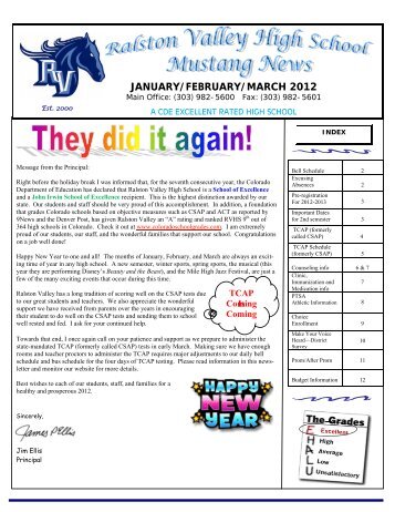 Jan/Feb/March 2012 Newsletter - Ralston Valley High School