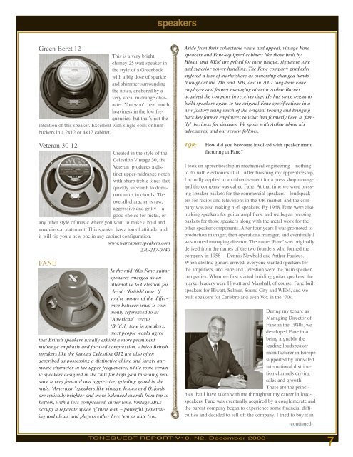 fane guitar speakers