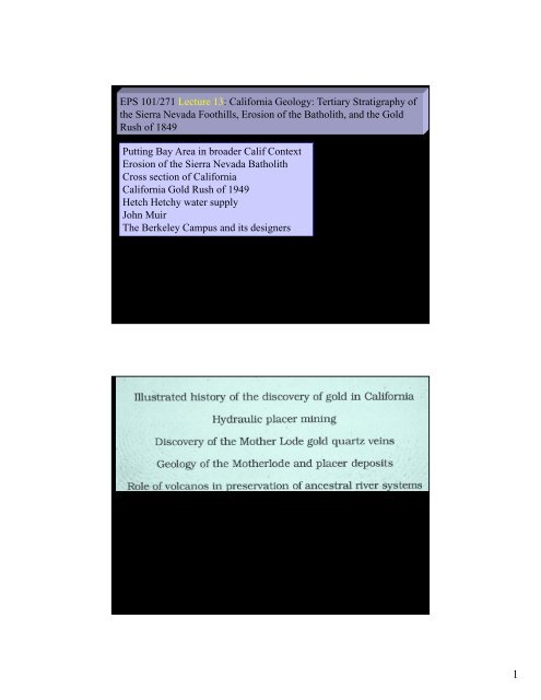 EPS 101/271 Lecture 13: California Geology: Tertiary Stratigraphy of ...