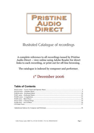 Pristine Audio Catalogue - Pristine Classical
