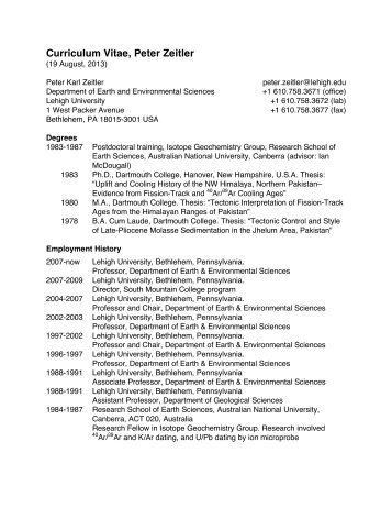 Full CV (pdf) - Earth and Environmental Sciences - Lehigh University