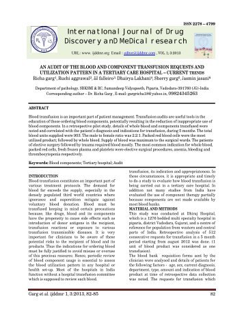 an audit of the blood and component transfusion requests and ...