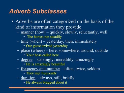 Form Class Words: Adjectives/ Adverbs