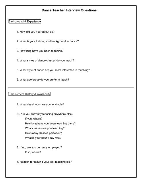 Teacher Interview Questions