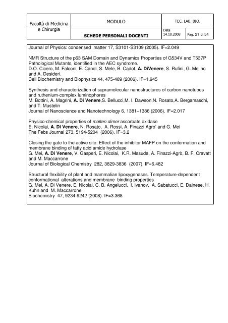 MODULO FacoltÃ  di Medicina e Chirurgia Data di nascita 14 ...