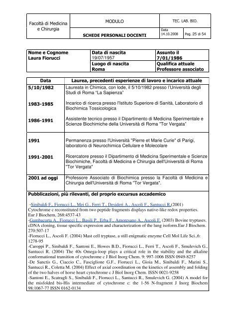 MODULO FacoltÃ  di Medicina e Chirurgia Data di nascita 14 ...