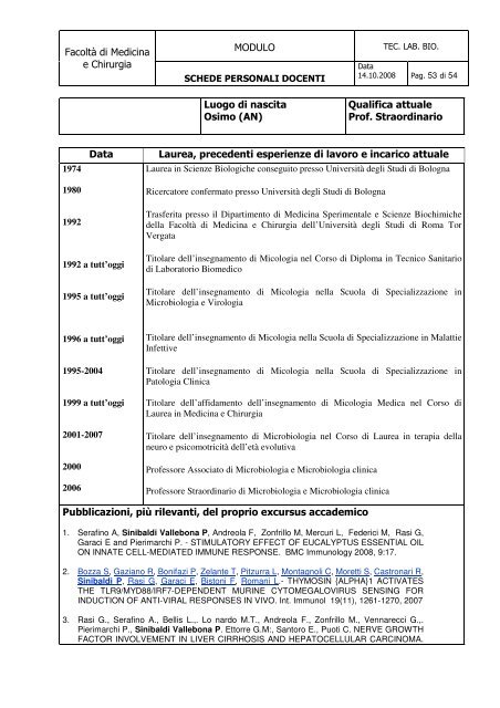 MODULO FacoltÃ  di Medicina e Chirurgia Data di nascita 14 ...