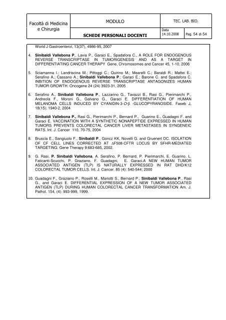 MODULO FacoltÃ  di Medicina e Chirurgia Data di nascita 14 ...