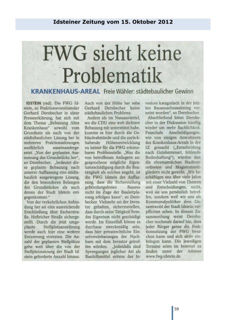 Bebauung des ehemaligen Kita-Gelände Escher ... - FWG Idstein